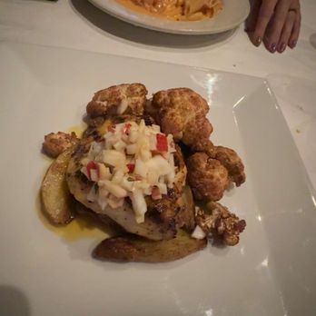 Café Roma - Mahi & chicken/shrimp pesto hand made pasta   Crispy Brussel Sprouts Dinner - Italian Near Me - Cleveland, Tennessee