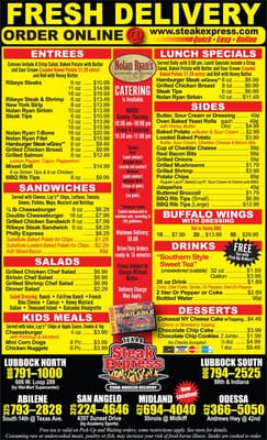 Menu photo 2 Texas Steak Express - Abilene Abilene, TX