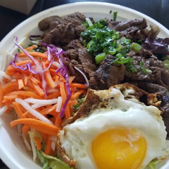 Pho Play - Lemon grass beef over salad with an over easy egg - Vietnamese Near Me - Castro Valley, California