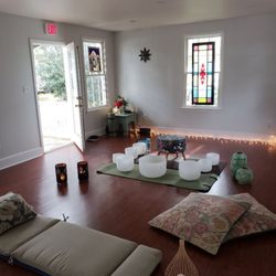 Esoteric Life Therapies - Private session set up in the yoga room at my studio.