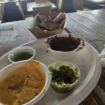 Baja Beach Cafe - Platter of salsas on a paper plate - Sports Bars Near Me - San Diego, California Baja Beach Cafe - Platter of salsas on a paper plate - Sports Bars Near Me - San Diego, California