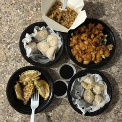 Szechuan House - Soup Dumplings, Orange Chicken, Pork Dumplings in Chili Oil, and Shrimp Dumplings