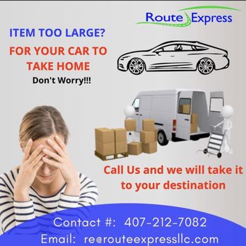 Route Express - Item to large for your car? Call us and we'll take it to your destination. - Couriers & Delivery Services Near Me Route Express - Item to large for your car? Call us and we'll take it to your destination. - Couriers & Delivery Services Near Me