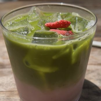 Forage - Matcha latte with strawberry puréed - Salad Near Me - Los Angeles, California