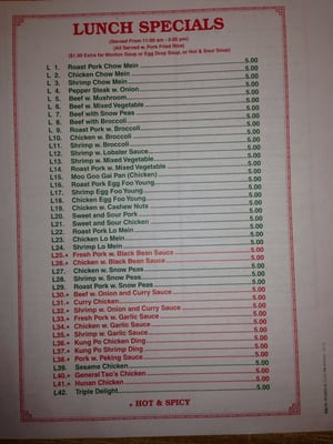 Menu photo 4 Holy Wong Chinese Take Out Restaurant Dunkirk, NY