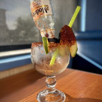 Los Cebollines Grill - Michelada with Shrimp (After) - Salvadoran Near Me - Ontario, California Los Cebollines Grill - Michelada with Shrimp (After) - Salvadoran Near Me - Ontario, California