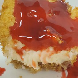 Loras Kitchen - Fried keylime pie with strawberry sauce