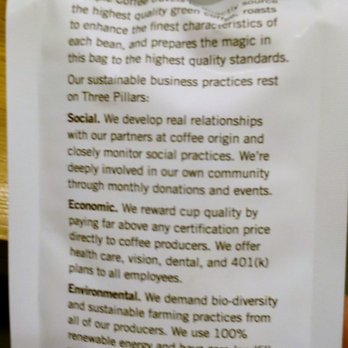 Temple Coffee - back of coffee bag, explaining mission priorities. - Coffee & Tea Near Me - Davis, California Temple Coffee - back of coffee bag, explaining mission priorities. - Coffee & Tea Near Me - Davis, California