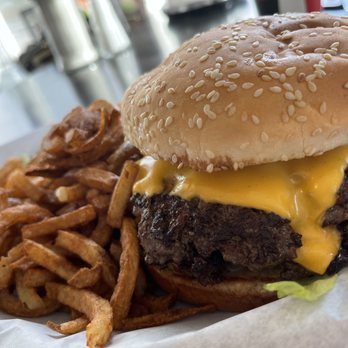 Old Town Diner - Double cheeseburger and curly fries. - Burgers Near Me - Valdez, Alaska