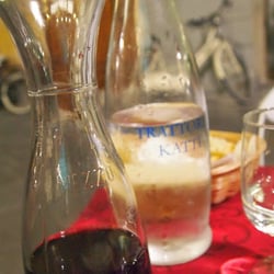 Katti House B&B - At the restaurant. .wine and water :)