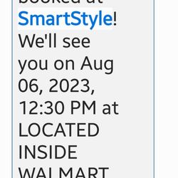 SmartStyle - This is the text from SmartStyle with the time being 12:30. Elizabeth did not even had the courtesy to look at it.