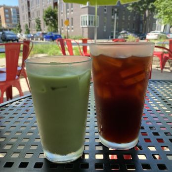 Beerline Cafe - Iced Matcha Latte with Oat Milk and a Cold Brew - Vegetarian Near Me - Milwaukee, Wisconsin