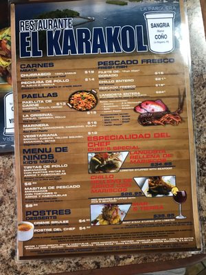 Menu photo 2 El Karakol La Parguera, PR Menu photo 2 El Karakol La Parguera, PR