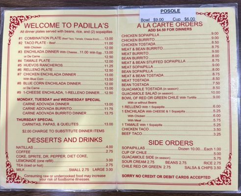 Menu photo 2 Padilla's Mexican Kitchen Albuquerque, NM