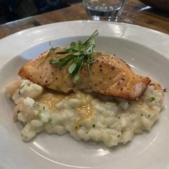 A'Bouzy - Salmon over risotto - Champagne Bars Near Me - Houston, Texas A'Bouzy - Salmon over risotto - Champagne Bars Near Me - Houston, Texas