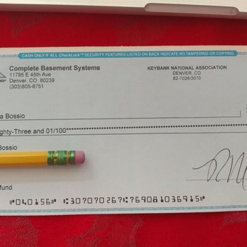 Groundworks - Second refund check shorting me $2 signed by the owner. - Waterproofing Near Me - Denver, Colorado Groundworks - Second refund check shorting me $2 signed by the owner. - Waterproofing Near Me - Denver, Colorado