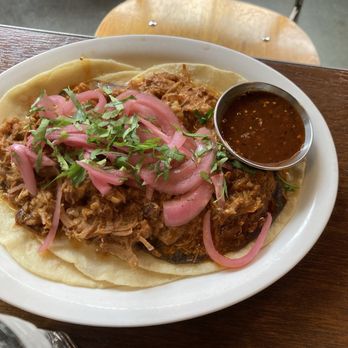 Fonda La Catrina - Conchita de pibil (shredded chicken tacos) - Mexican Near Me - Seattle, Washington