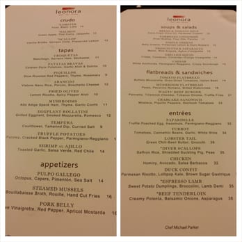 Leonora - menu - New American Near Me - Vail, Colorado
