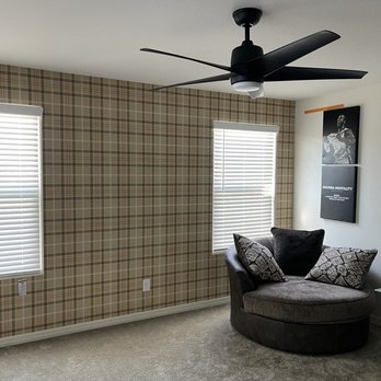 The Wallpaper Sisters - Wall in loft - my vision was to have a "Burberry" wall - Wallpapering Near Me