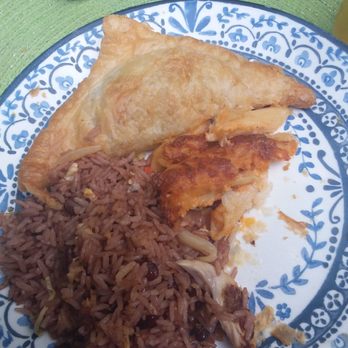 Lakou - Fish meat pattie, mac & cheese with rice & beans I took home for dinner. Heated in the oven was perfect. - Haitian Near Me - Charlotte, North Carolina Lakou - Fish meat pattie, mac & cheese with rice & beans I took home for dinner. Heated in the oven was perfect. - Haitian Near Me - Charlotte, North Carolina