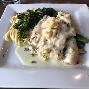 Hot Tuna - Chesapeake Flounder with Jumbo Lump Crabmeat, Grilled Broccolini, Garlic Herb Linguine, Basil Buerre Blanc - Bars Near Me - Virginia Beach, Virginia Hot Tuna - Chesapeake Flounder with Jumbo Lump Crabmeat, Grilled Broccolini, Garlic Herb Linguine, Basil Buerre Blanc - Bars Near Me - Virginia Beach, Virginia