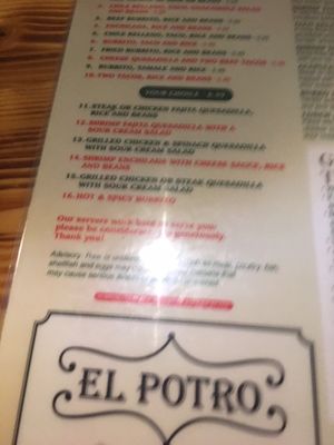Menu photo 6 El Potro Mexican Restaurant Bar & Grill Plainfield, IN Menu photo 6 El Potro Mexican Restaurant Bar & Grill Plainfield, IN