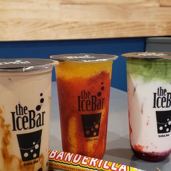The Ice Bar - Brown sugar organic milk with honey boba, Chamoy mango & Sunset dalgona matcha...yum, yum, yum! - Bubble Tea Near Me - Northridge, California