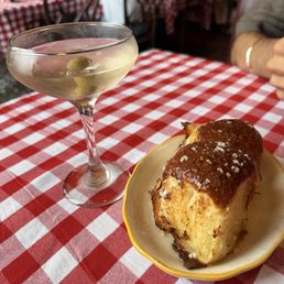Dirty martini and house rolls