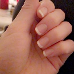 French tip with dip powder done by Tom French tip with dip powder done by Tom