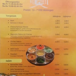 Delhi Grill - Menu front