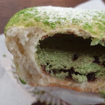 85°C Bakery Cafe-Cupertino - Inside of matcha choco bun - Bakeries Near Me - Cupertino, California 85°C Bakery Cafe-Cupertino - Inside of matcha choco bun - Bakeries Near Me - Cupertino, California