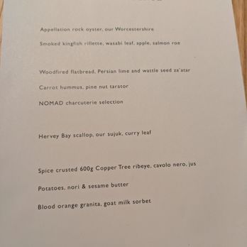 Nomad - The experience menu - Australian Near Me - Surry Hills, NSW Nomad - The experience menu - Australian Near Me - Surry Hills, NSW