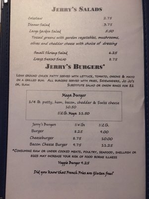 Menu photo 4 Jerry's Place Bar and Grill Florence, OR