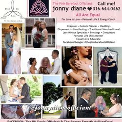 Jonny Diane - Professional Wedding & Handfast Officiant - Weddings Summer & Fall 2019