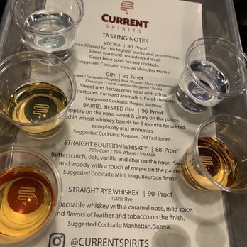 Current Spirits - a tray of different types of spirits - Distilleries Near Me - Elmsford, New York