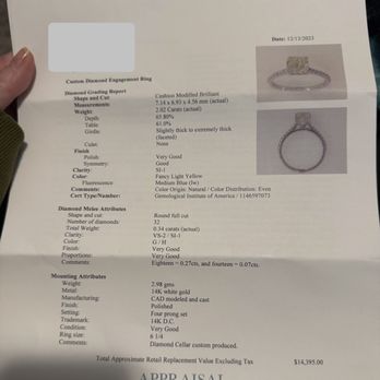 Diamond Cellar - What Gemshield wire transferred them $14,395, balance owed should have been $385.88. - Jewelry Near Me - Columbus, Ohio