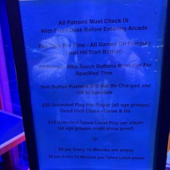 Retroactive Arcade - Rules - Arcades Near Me - South Lake Tahoe, California