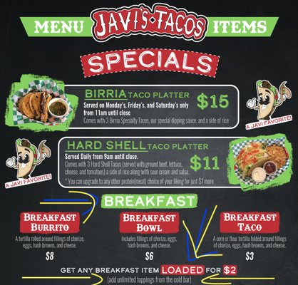 Menu photo 2 Javi's Tacos - Welch Plaza Omaha, NE