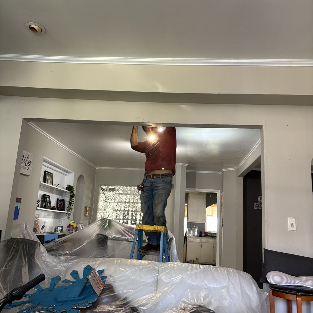 Power Plumbers and Drains - Patching the ceiling after they tested the pipe and there's no leak. There's no more standing water in the pipe. - Plumbing Near Me Power Plumbers and Drains - Patching the ceiling after they tested the pipe and there's no leak. There's no more standing water in the pipe. - Plumbing Near Me