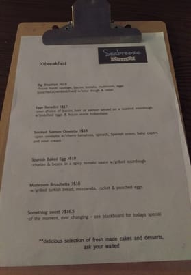 Menu photo 2 Seabreeze At Stanley Stanley, TAS Menu photo 2 Seabreeze At Stanley Stanley, TAS