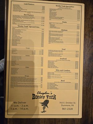 Menu photo 1 Honky Tonk Dunmore, PA Menu photo 1 Honky Tonk Dunmore, PA