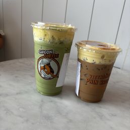 Matcha with egg cram and hanoi egg coffee Matcha with egg cram and hanoi egg coffee