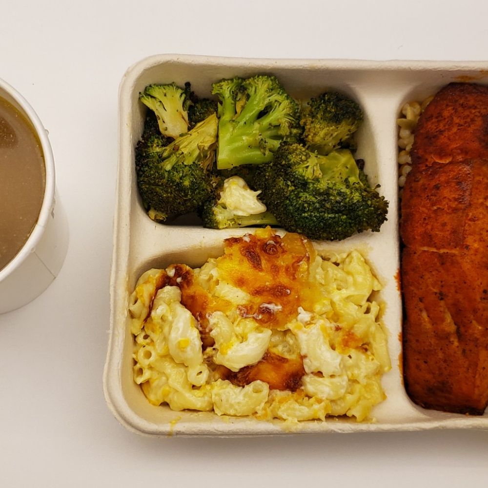 Market Crates - My go-to matzo ball soup, salmon with grains, mac, broc - Sandwiches Near Me - New York, New York Market Crates - My go-to matzo ball soup, salmon with grains, mac, broc - Sandwiches Near Me - New York, New York