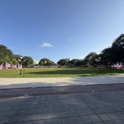 Decorated with flags and individual's names who paid the ultimate sacrifice on Memorial Day.