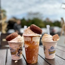 Bishop's Orchards Guilford Farm Market & Winery - left to right -- apple cider donut blitz, apple cider float, pumpkin pie blitz