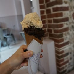Gelato Gusto - Medium cone. forgot the top flavor, but that dark chocolate..!