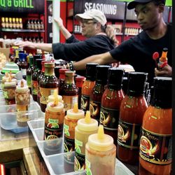 Pepper Palace - Sampling barbecue sauces
