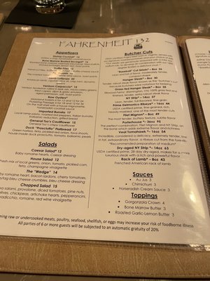 Menu photo 8 Fahrenheit 132 Fredericksburg, VA