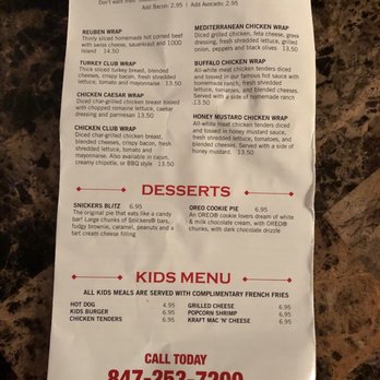 Gatsby's Pizza & Pub - Back page of menu. - Pizza Near Me - Arlington Heights, Illinois