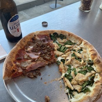 Pizza Birra Vino - 12" half Con Carne, half Chicken Parmesano. - Pizza Near Me - Houston, Texas Pizza Birra Vino - 12" half Con Carne, half Chicken Parmesano. - Pizza Near Me - Houston, Texas